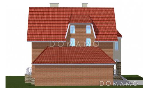 Проект трёхэтажного коттеджа с гаражом, подвалом и бассейном / Фасад 4