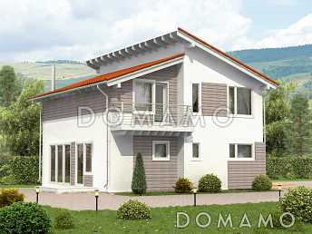 Проект каркасного дома с небольшой открытой террасой