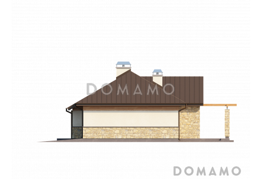 Проект одноэтажного дома из газобетона со встроенным гаражом  / Фасад 4