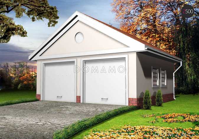 Проект гаража из газобетона для двух авто с двумя воротами Проект гаража из газобетона для двух авто с двумя воротами