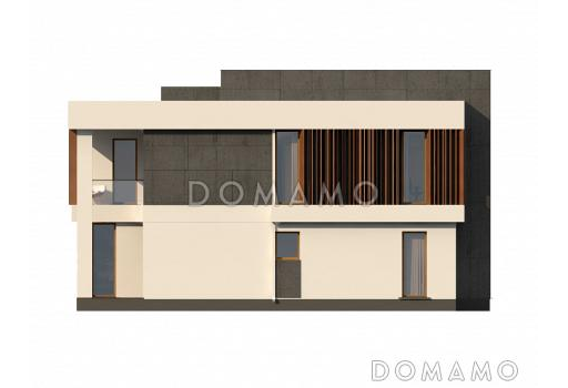 Проект современного двухэтажного дома из кирпича с дополнительной спальней на первом этаже и гаражом / Фасад 3