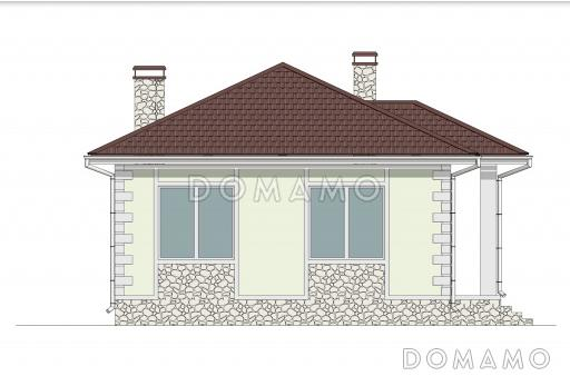 Проект компактного одноэтажного дома из газобетона для небольшой семьи / Фасад 2