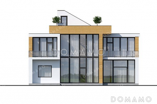 Проект большого двухэтажного дома с гаражом и террасой / Фасад 1