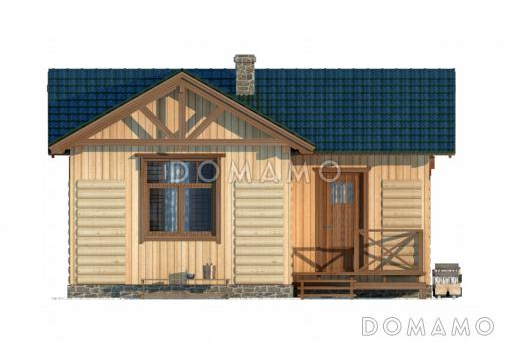 Проект каркасной бани с гостевой комнатой и обшивкой блок-хаусом / Фасад 2
