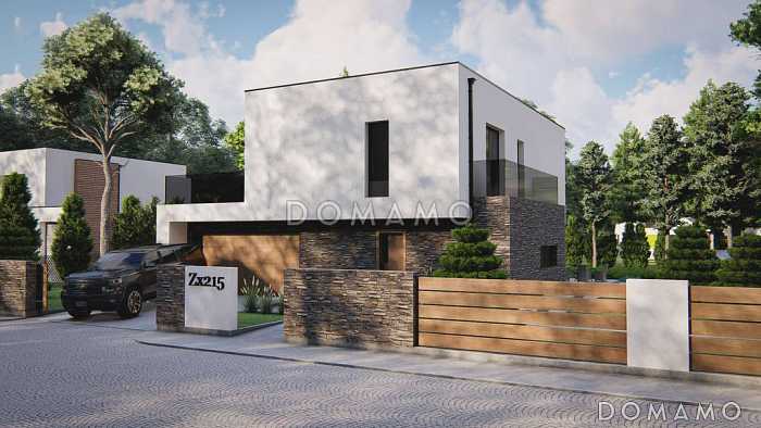 Проект двухэтажного дома с гаражом, гостиной с камином, кладовой, балконами, мастер-спальней Проект двухэтажного дома с гаражом, гостиной с камином, кладовой, балконами, мастер-спальней