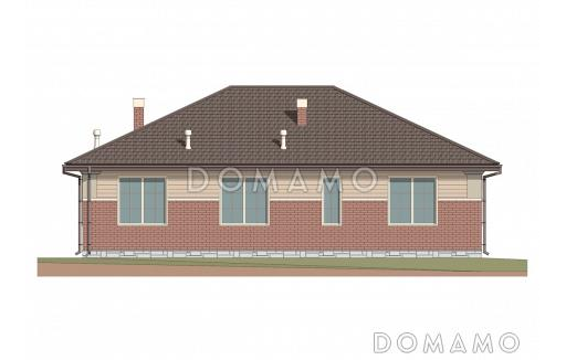 Проект уютного дома с мастер-спальней, большой гостиной и просторной гардеробной / Фасад 3