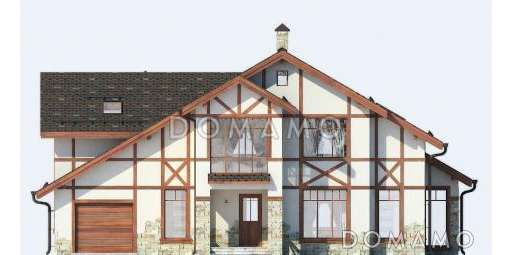 Проект дома из газобетона с гаражом на два автомобиля и бильярдной комнатой / Фасад 1