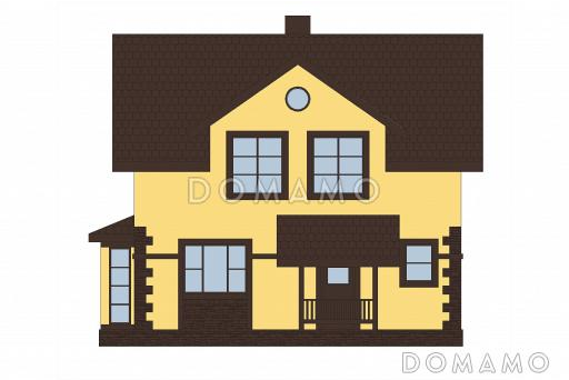 Проект кирпичного дома с эркером и спальней на первом этаже / Фасад 1