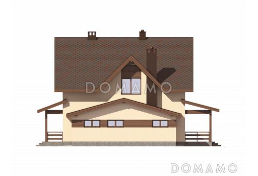 Проект двухэтажного газобетонного дома c пристроенным гаражом и котельной / Фасад 1