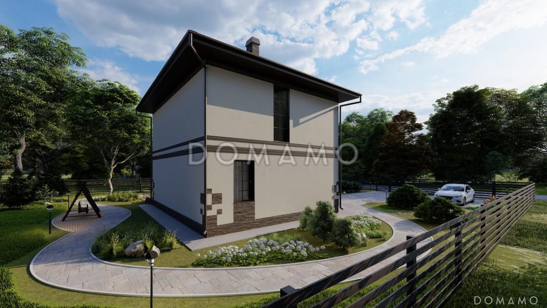 Проект компактного двухэтажного дома с 3 спальнями, гостиной и балконом / 4