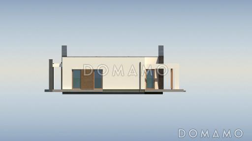 Проект современного одноэтажного дома из кирпича с тремя спальнями и необычными элементами дизайна / Фасад 4