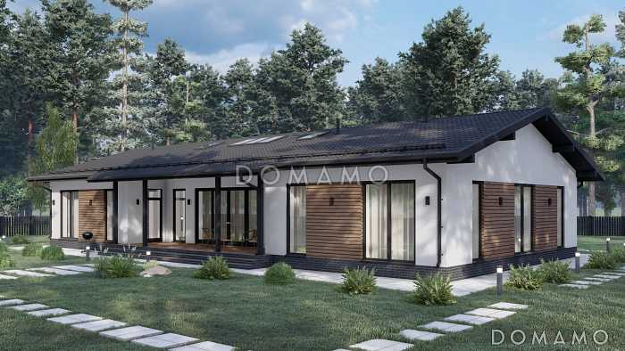 Проект одноэтажного вытянутого по длине дома S-232