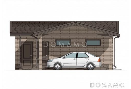 Проект утепленного гаража из газобетона с навесом и погребом / Фасад 2