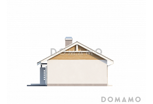 Проект небольшого одноэтажного дома из кирпича с отделённой спальной зоной / Фасад 3