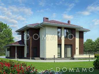 Проект двухэтажного дома из СИП панелей с окнами в пол в гостиной