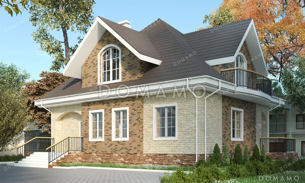 Проект одноэтажного дома с мансардой, большой террасой и подвалом / 2