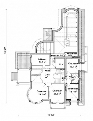 Проект коттеджа с бассейном, зимним садом и гаражом на 2 а/м,  / План 2 этажа Проект коттеджа с бассейном, зимним садом и гаражом на 2 а/м,  / План 2 этажа