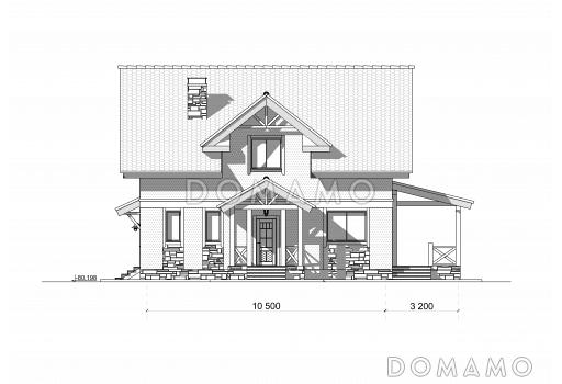 Проект коттеджа с квадратным планом / Фасад 1