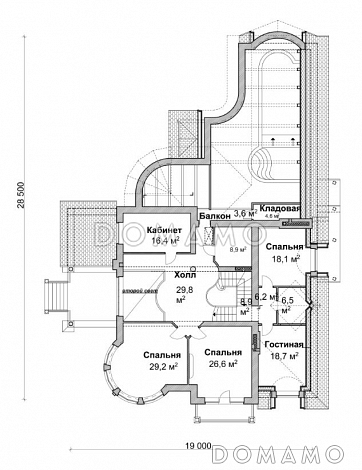 Проект коттеджа с бассейном, зимним садом и гаражом на 2 а/м,  / План 2 этажа Проект коттеджа с бассейном, зимним садом и гаражом на 2 а/м,  / План 2 этажа