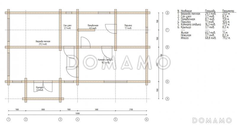 Баня с теплой верандой / План 1 этажа
