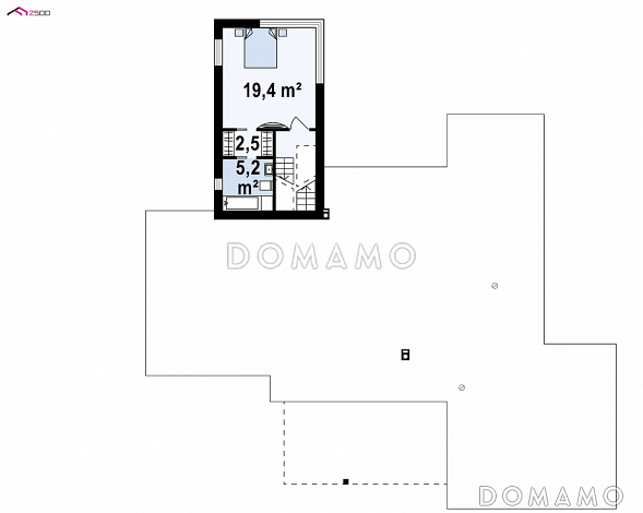 Проект современного трёхуровнего дома из кирпича с плоской крышей, с большим гаражом, спортзалом и сауной / План 2 этажа Проект современного трёхуровнего дома из кирпича с плоской крышей, с большим гаражом, спортзалом и сауной / План 2 этажа