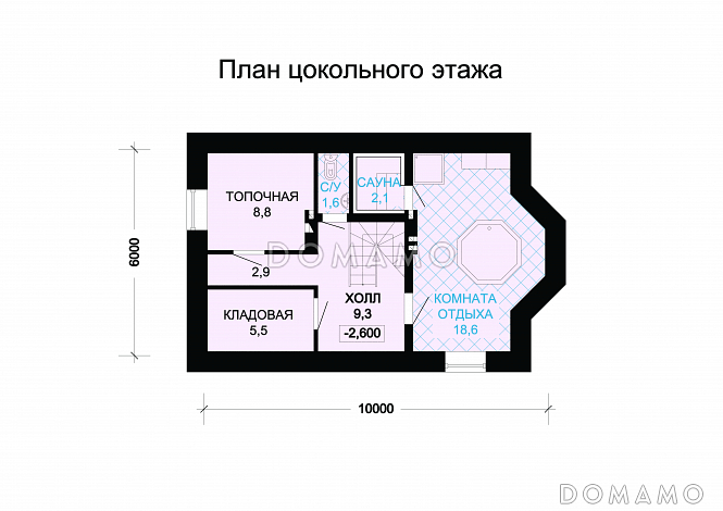 Проект кирпичного дома с верандой / План цокольного этажа Проект кирпичного дома с верандой / План цокольного этажа