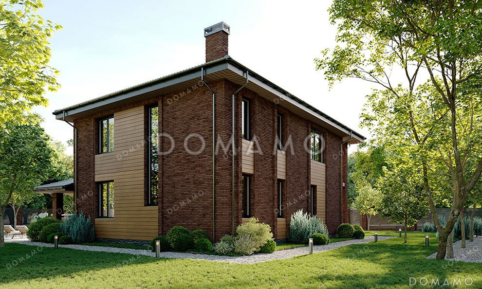 Проект двухэтажного дома с просторной террасой и тремя спальнями / 3