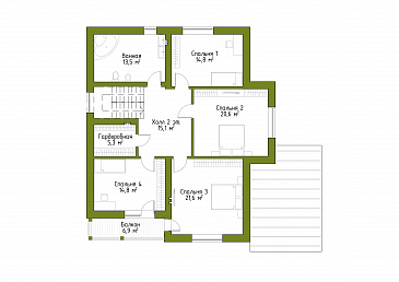 Проект просторного коттеджа в стиле шале из СИП / План мансардного этажа Проект просторного коттеджа в стиле шале из СИП / План мансардного этажа