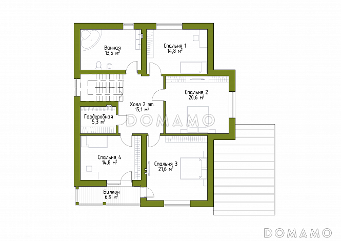 Проект просторного коттеджа в стиле шале из СИП / План мансардного этажа Проект просторного коттеджа в стиле шале из СИП / План мансардного этажа