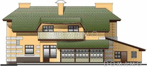 Проект комфортабельного дома с бильярдной, гаражом и гостиной с камином / Фасад 3