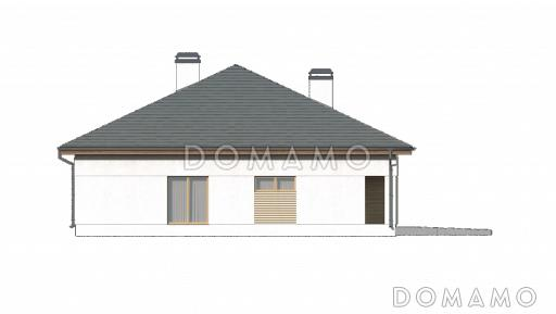 Проект большого одноэтажного дома из кирпича с тремя спальнями, кабинетом и гаражом на два автомобиля / Фасад 2