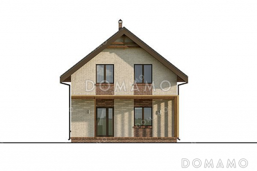 Проект одноэтажного дома с мансардой и просторной террасой / Фасад 1