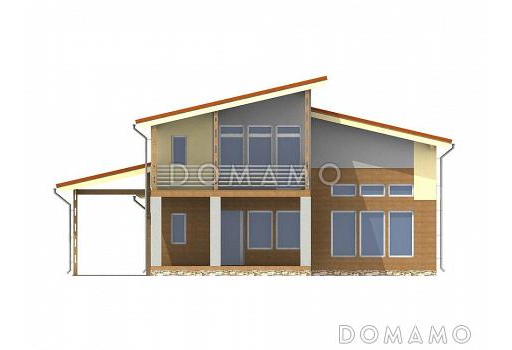 Проект каркасного дома с навесом для машины / Фасад 3