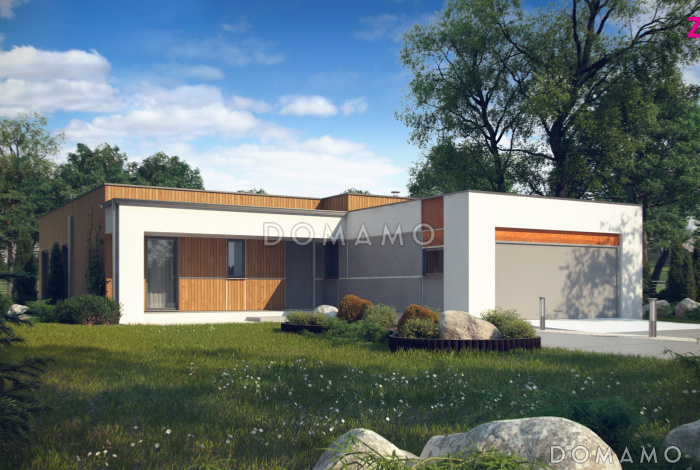 Проект просторного современного одноэтажного дома из газобетона с тремя спальнями, кабинетом и гаражом Проект просторного современного одноэтажного дома из газобетона с тремя спальнями, кабинетом и гаражом