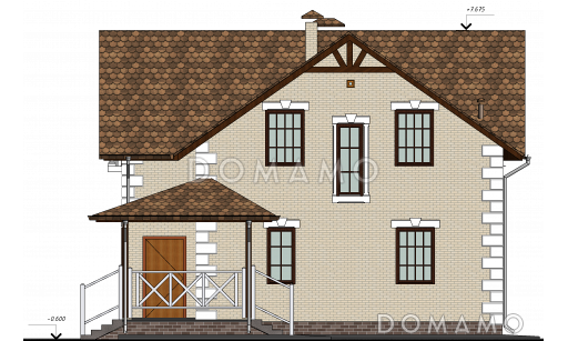 Проект двухэтажного кирпичного дома с французским балконом / Фасад 3