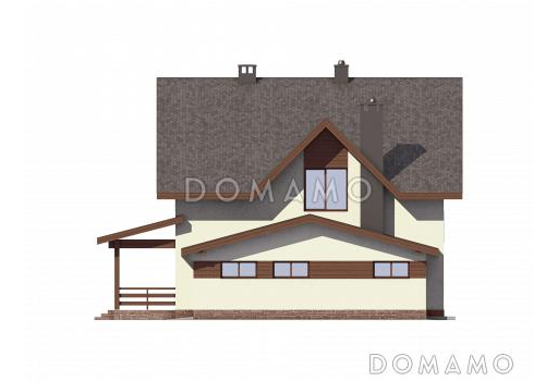 Проект дома из пенобетона с гаражом для одного автомобиля / Фасад 2