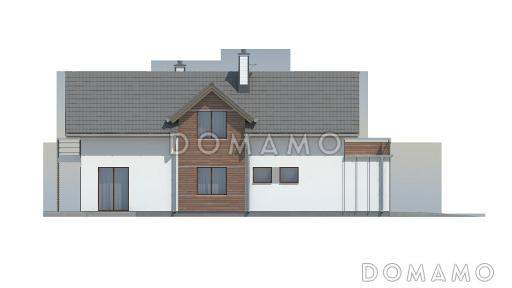 Проект одноэтажного мансардного дома из газобетона с гаражом для узкого участка / Фасад 2