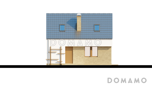 Проект одноэтажного мансардного дома из газобетона с большой площадью остекления в гостиной / Фасад 4