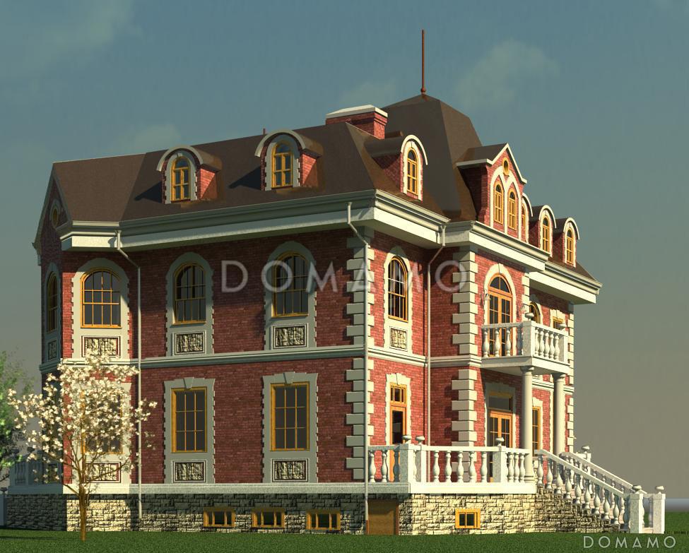 Проект двухэтажного дома с цоколем и мансардой, с сауной, бассейном и вторым светом  / 2