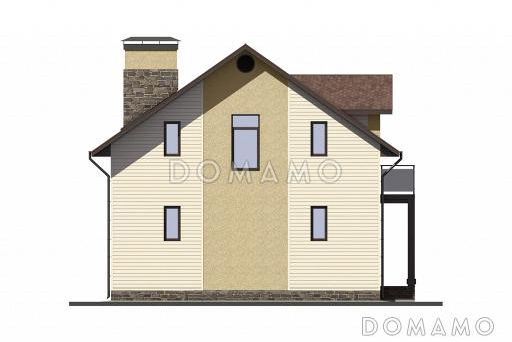 Проект коттеджа тремя спальнями, верандой и большим балконом / Фасад 4