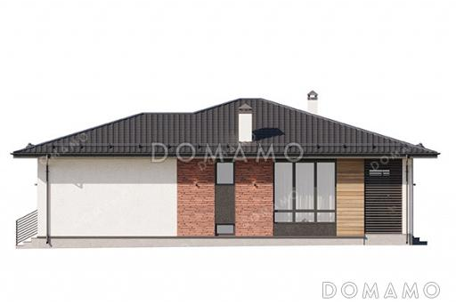 Проект дома с тремя спальнями, вместительным тамбуром и крытой террасой / Фасад 2