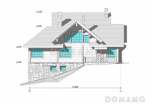 Проект дома в Альпийском стиле / Фасад 2