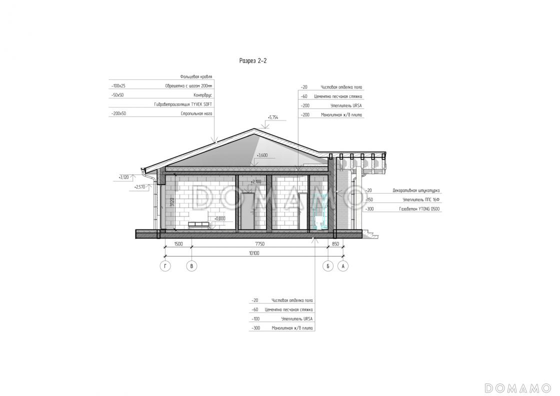 Проект одноэтажного дома с тремя спальнями, гардеробной, сауной и террасой / 5