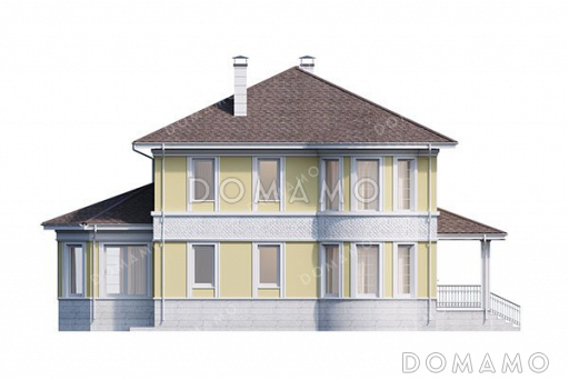 Проект двухэтажного дома с застекленной верандой / Фасад 4