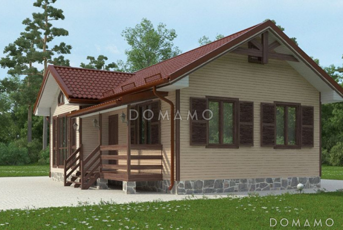 Проект одноэтажного каркасного дома с двумя спальнями и санузлом