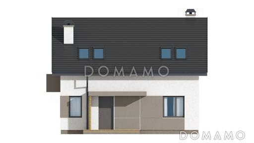 Проект одноэтажного мансардного дома из газобетона в современном исполнении с четырьмя комнатами и балконом / Фасад 4