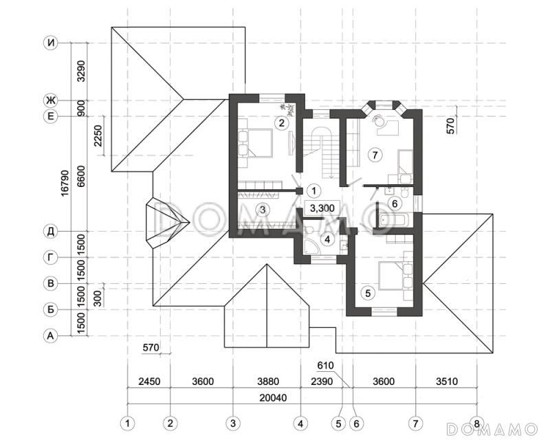 Проект дома с встроенным и пристроенным гаражом / План 2 этажа