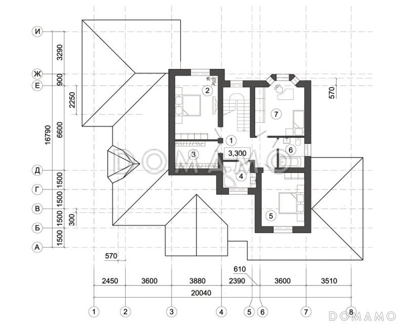 Проект дома с встроенным и пристроенным гаражом / План 2 этажа