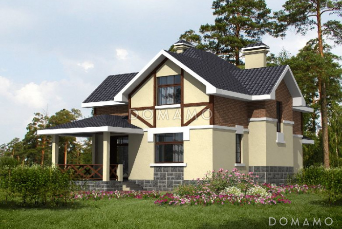 Проект дома из кирпича с мансардным вторым этажом Проект дома из кирпича с мансардным вторым этажом