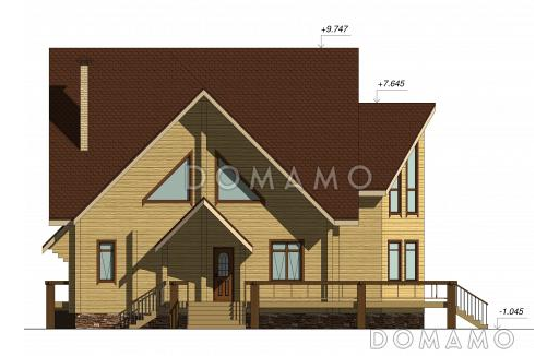 Проект одноэтажного дома с мансардным этажом, эркером и вторым светом / Фасад 4